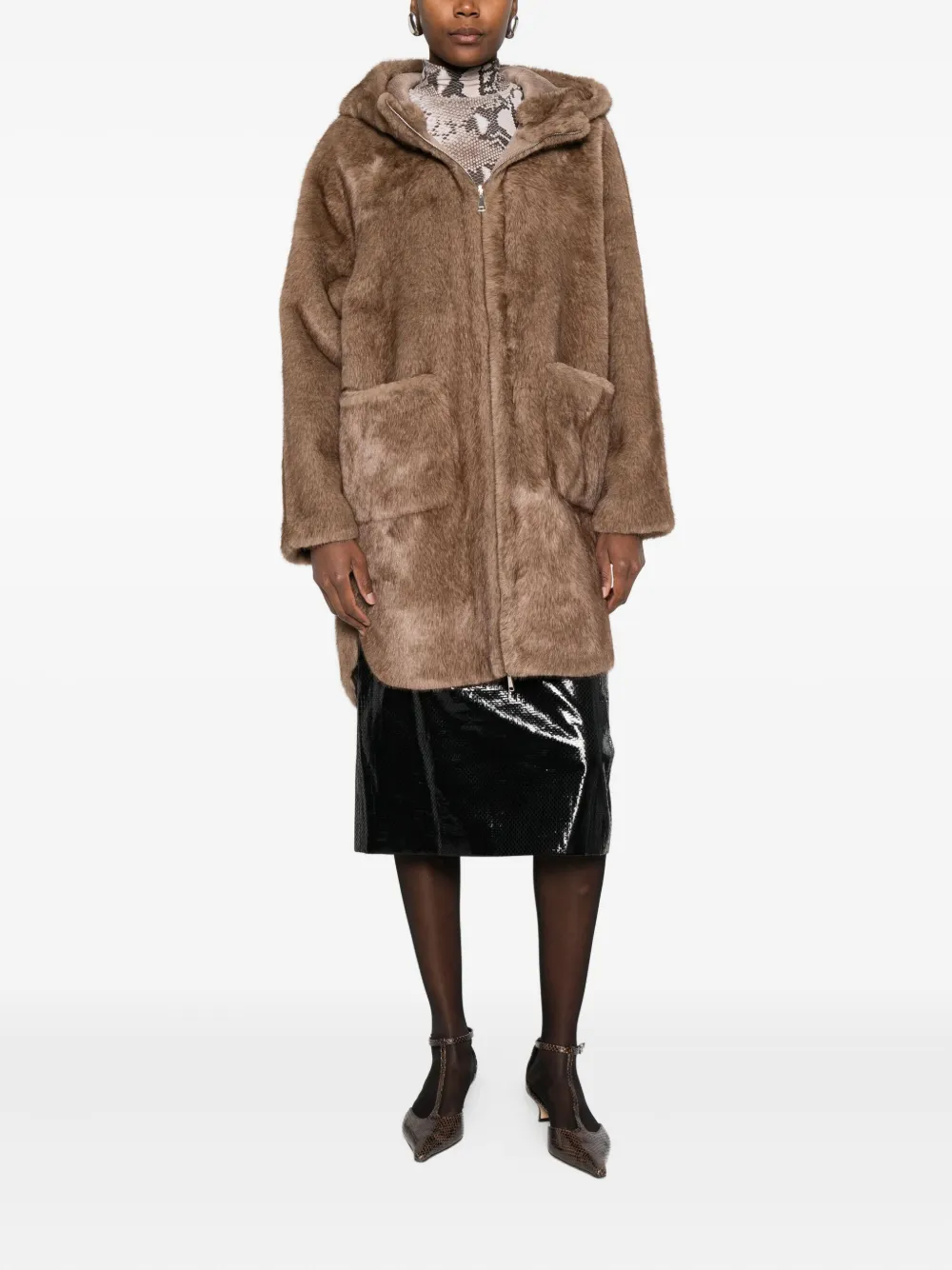 Betta Corradi Hooded Oversized Jacket In Brown