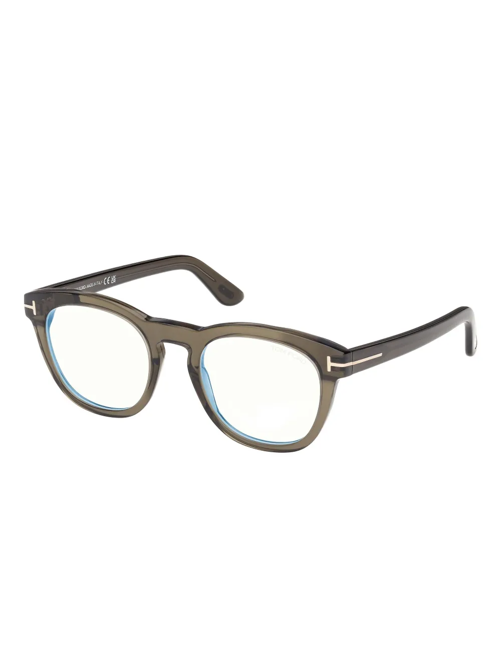 Tom Ford Round-frame Glasses In Green