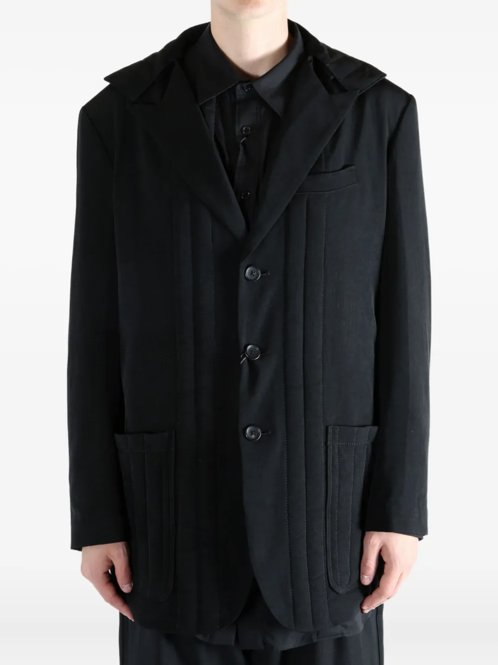 Yohji Yamamoto quilted-detail hooded blazer | Blazers | Image 2