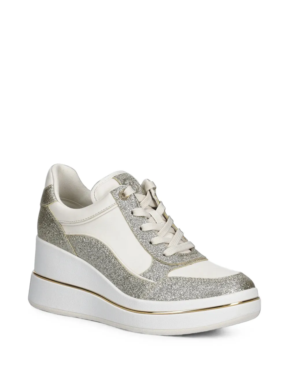 Michael Kors Emmy signature logo and leather wedge trainers Beige