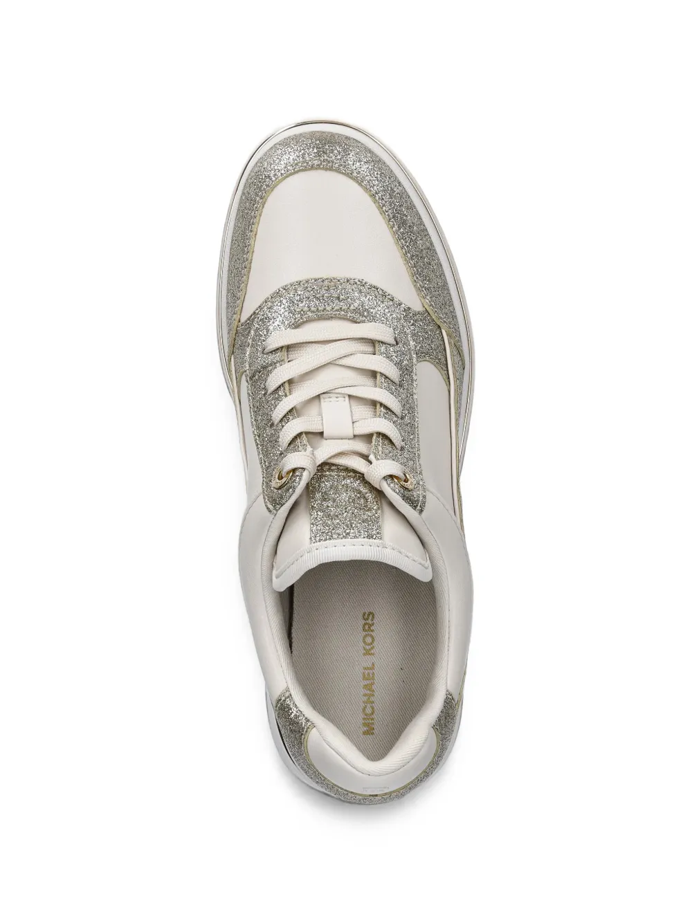Michael Kors Emmy signature logo and leather wedge trainers Beige