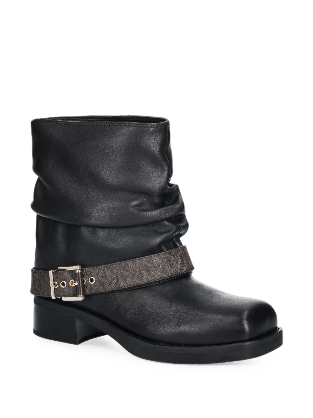 Michael Kors Colby leather and signature logo ankle boots Zwart