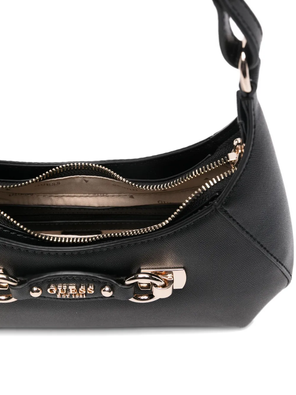 Guess Usa Logo-plaque Shoulder Bag In Black