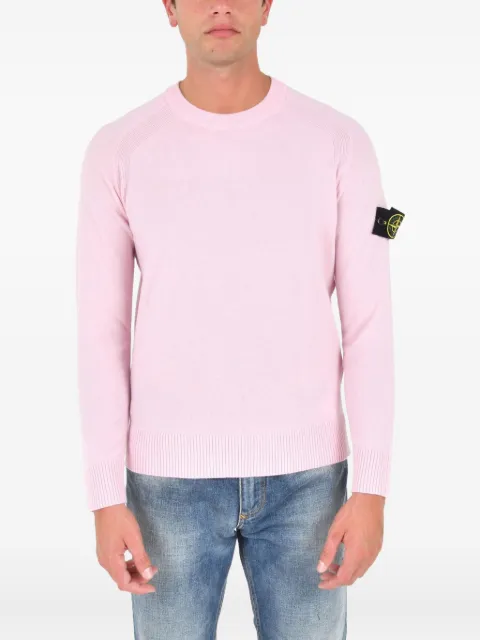 Stone Island logo-patch crew-neck wool sweater