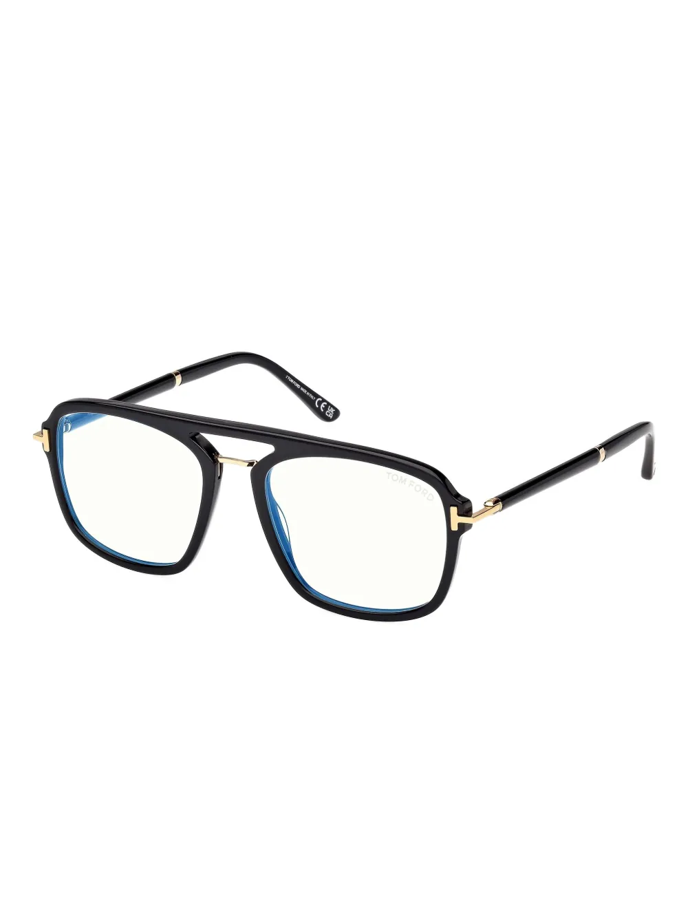 Tom Ford Hinge-detail Double-bridge Glasses In Black