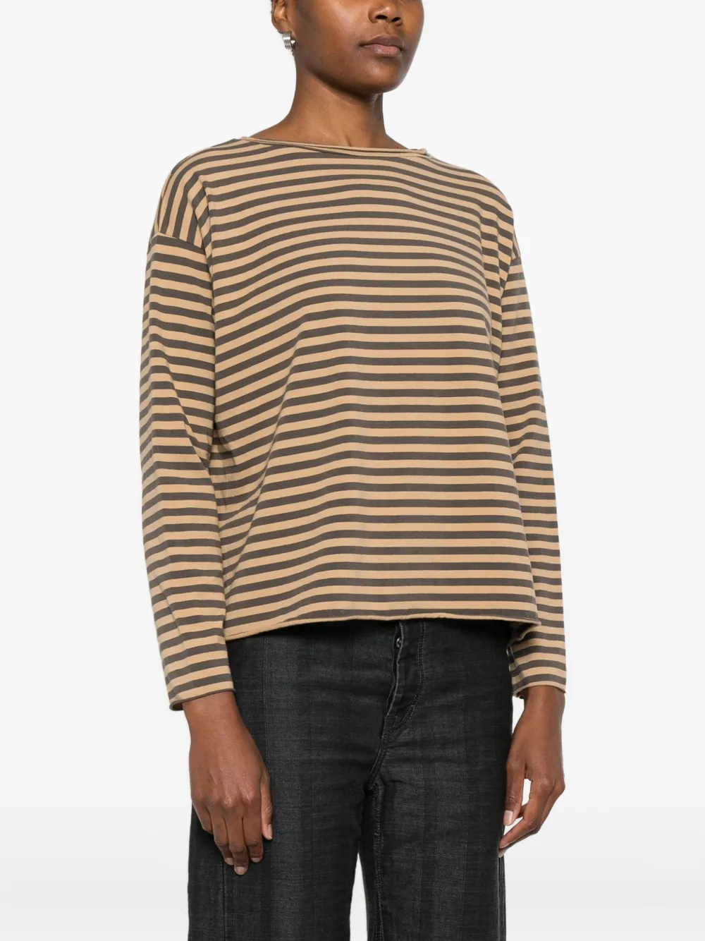 Labo Art Gestreiftes Langarmshirt In Brown