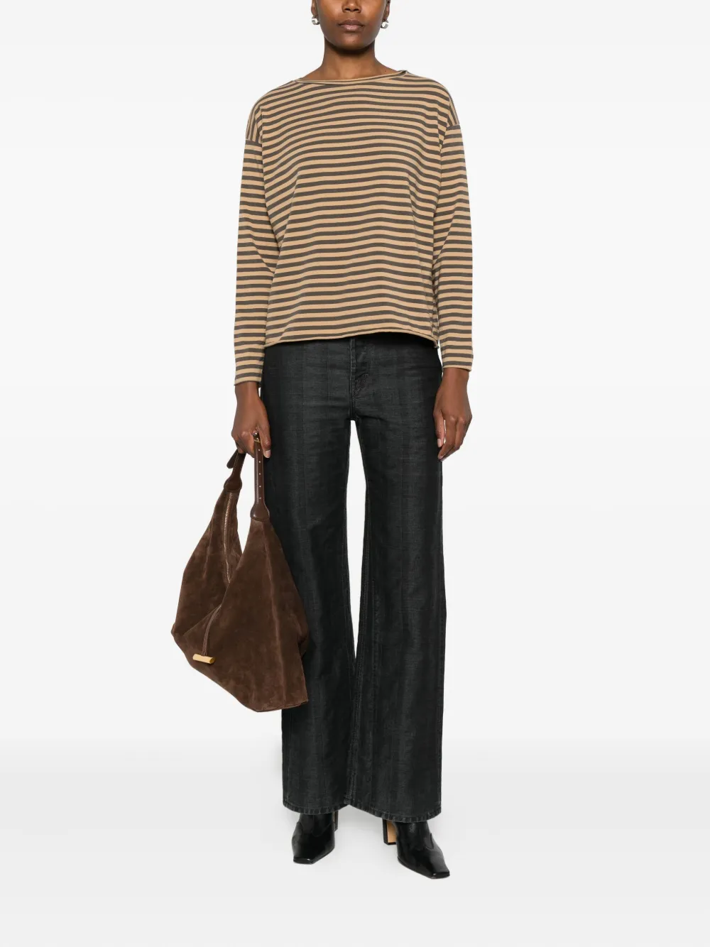 Labo Art Gestreiftes Langarmshirt In Brown