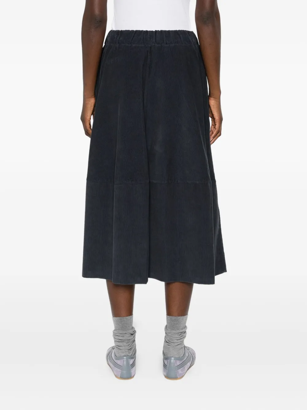 Labo Art Corduroy Panelled Skirt In Gray