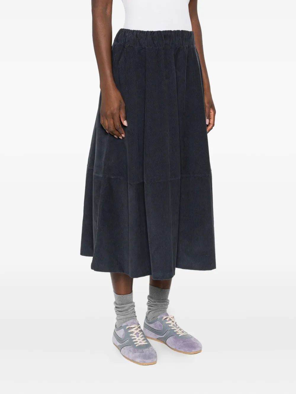 Labo Art Corduroy Panelled Skirt In Gray