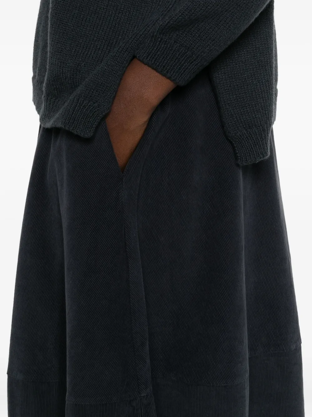 Labo Art Corduroy Panelled Skirt In Gray