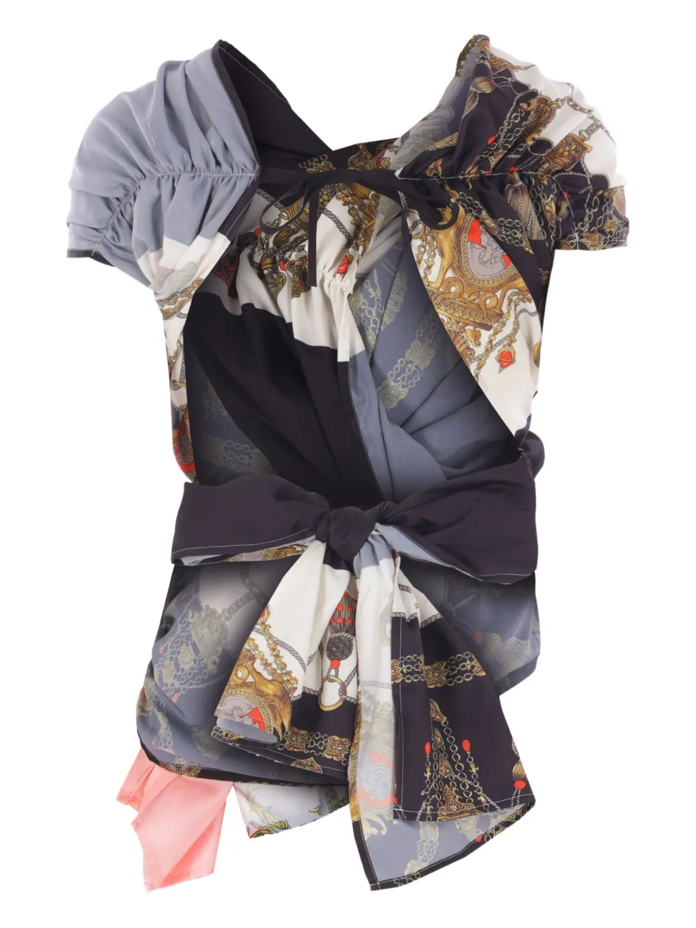 Comme des Garçons TAO draped graphic blouse - Zwart