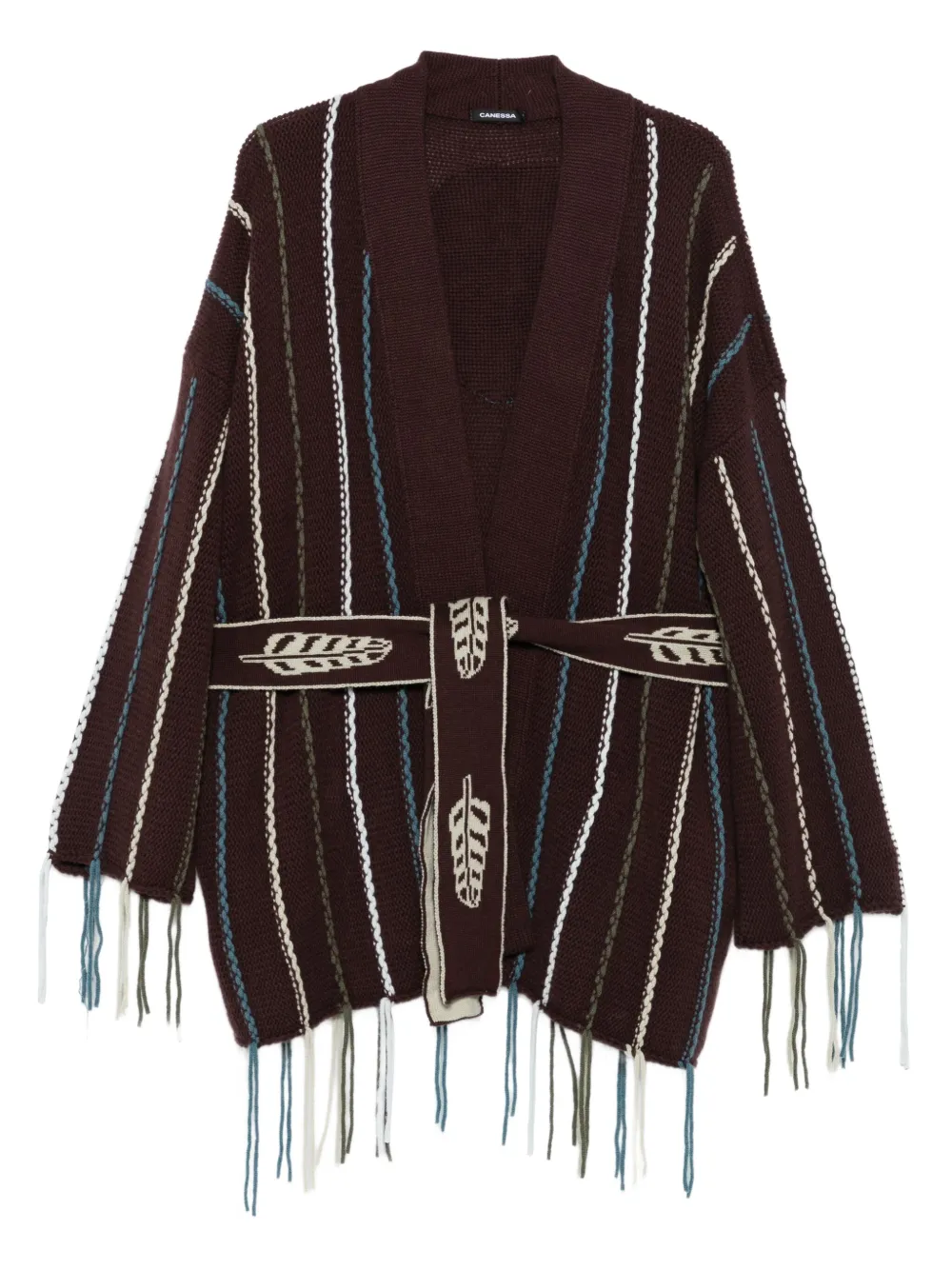 Canessa Fringe-detail Cardigan In Brown