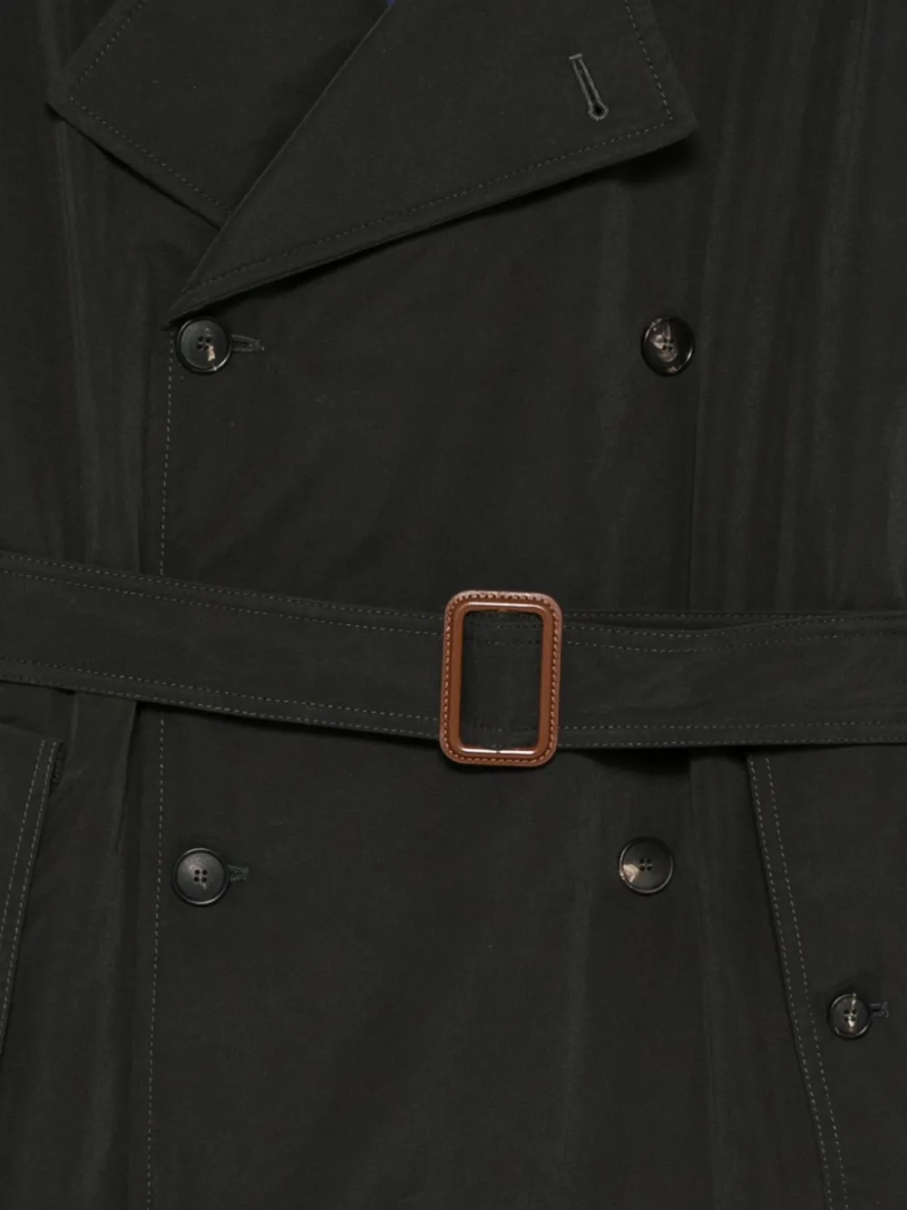 Tela Belted Double-breasted Coat In Black