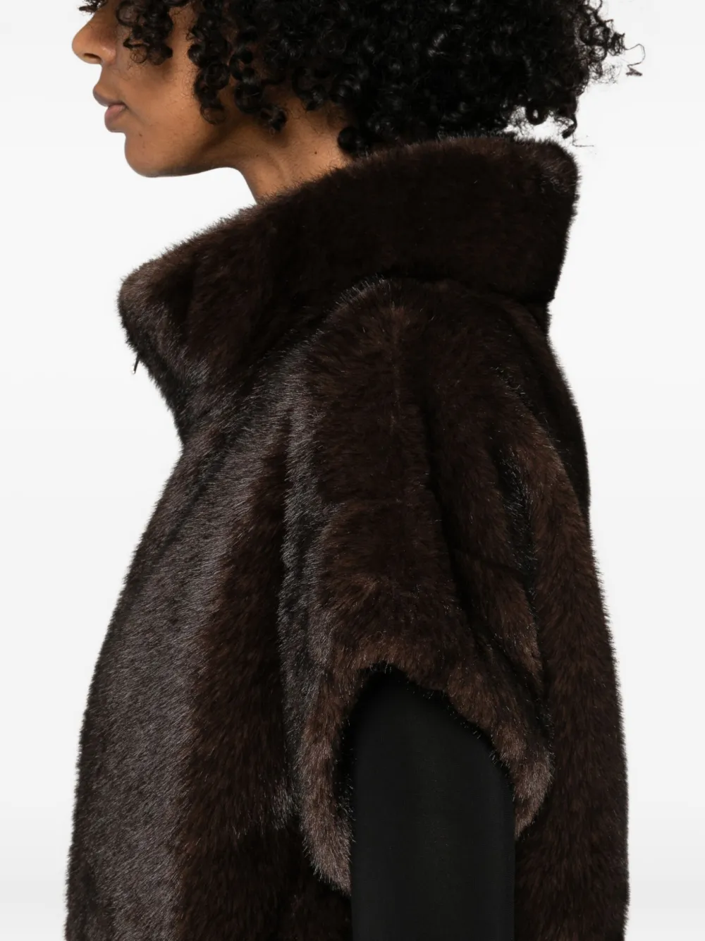 Betta Corradi Faux Fur Cropped Jacket In Brown