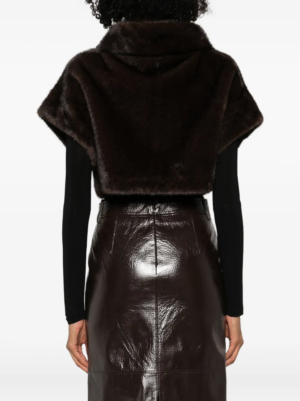 Betta Corradi Faux Fur Cropped Jacket In Brown