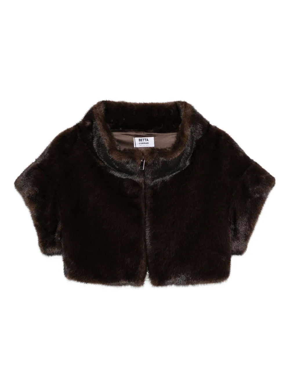 Betta Corradi faux fur cropped jacket | Brown | Image 1