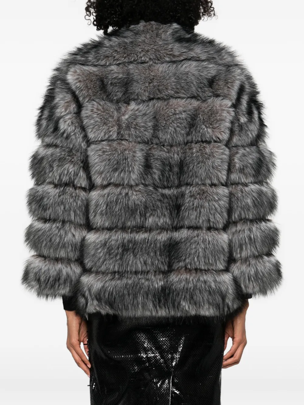 Betta Corradi Oversized Faux Fur Jacket In Gray