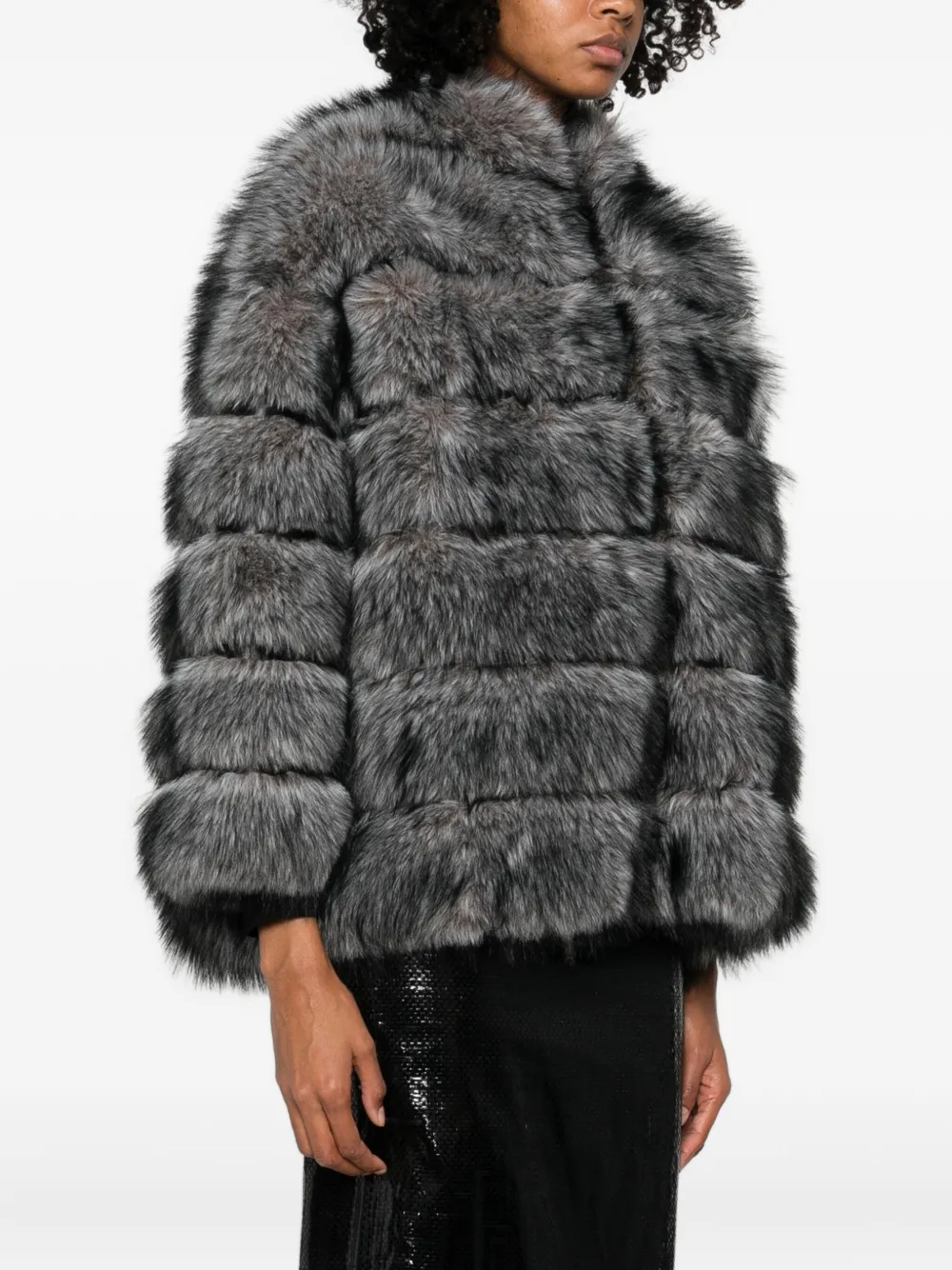 Betta Corradi Oversized Faux Fur Jacket In Gray