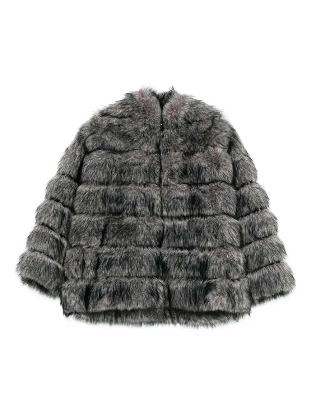 Betta Corradi Oversized Faux Fur Jacket In Gray
