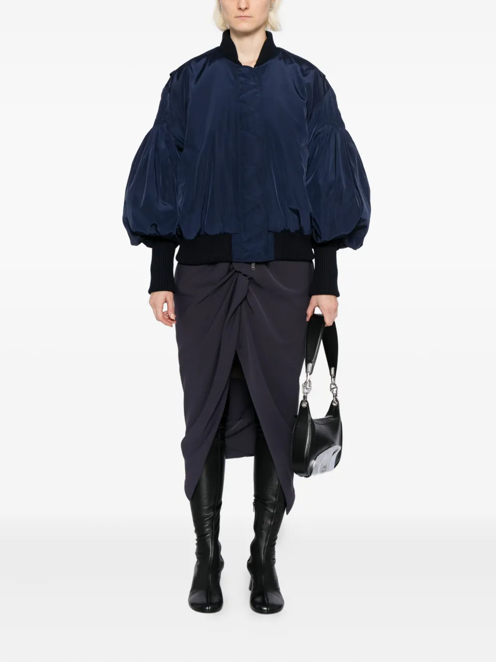 Ych Pleated-sleeve Jacket In Blue