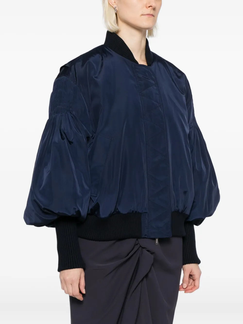 Ych Pleated-sleeve Jacket In Blue