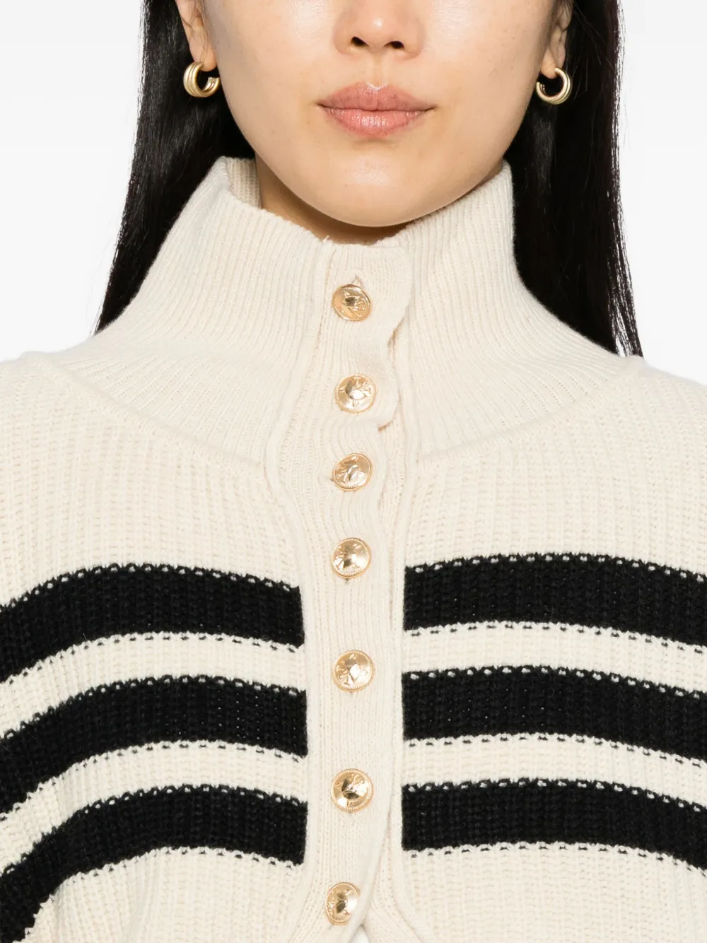Ych Striped Cardigan In Neutral