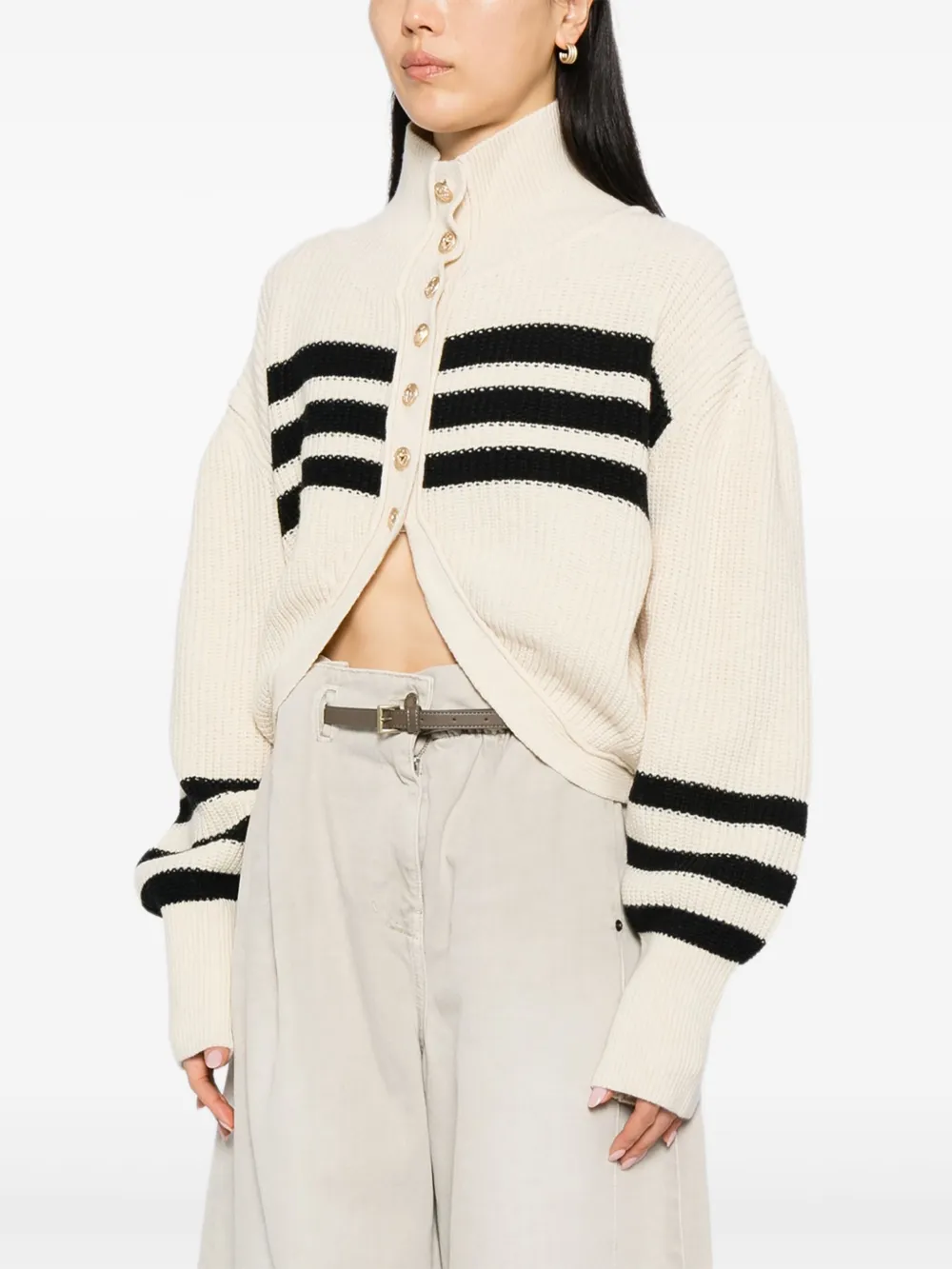Ych Striped Cardigan In Neutral