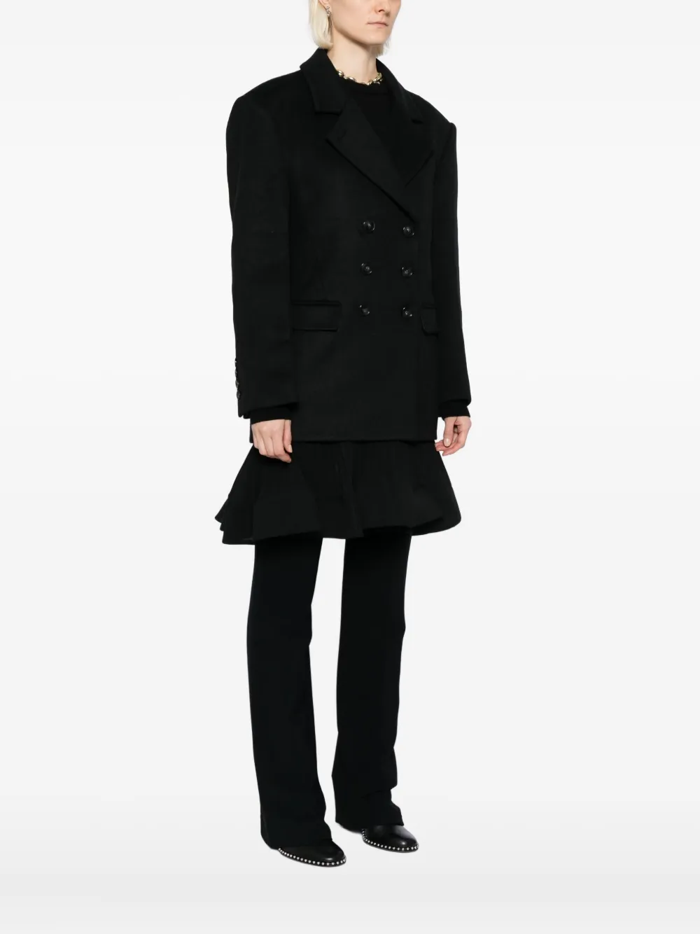 Ych Double-breasted Coat - Black 