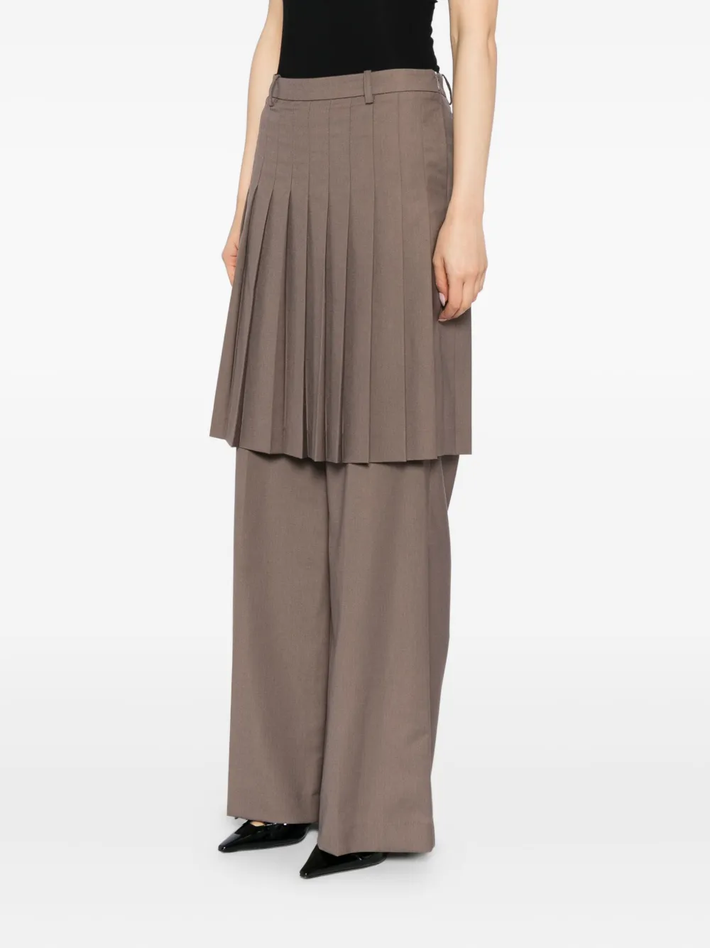 YCH Broek met plooien Bruin