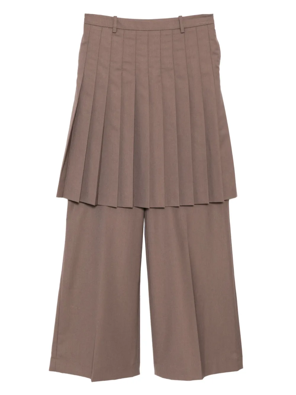 YCH pantalon à jupe plissée superposée | marron | Image 1