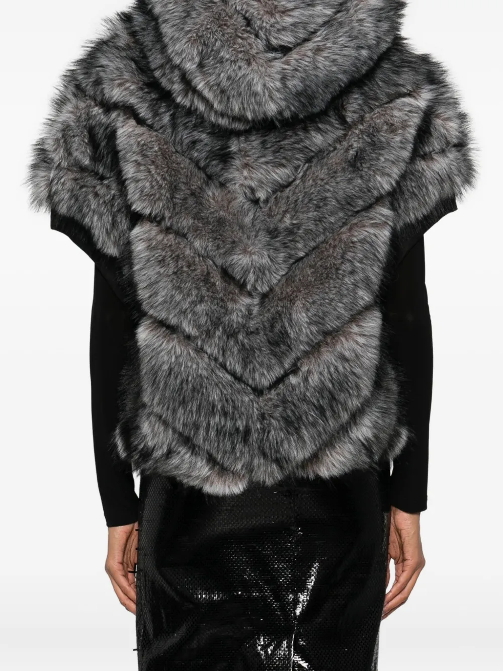 Betta Corradi Chevron Faux Fur Coat In Gray