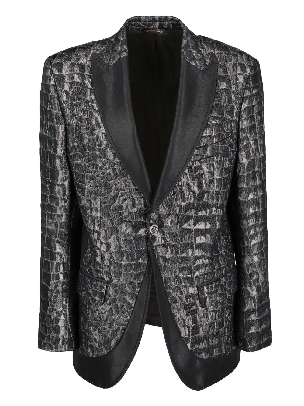 Vintage crocodile-embossed pattern blazer - グレー Vintage crocodile-embossed pattern blazer - グレー