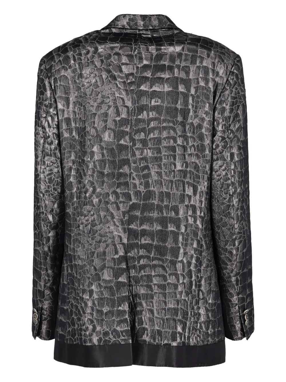 Pre-owned Vintage Crocodile-embossed Pattern Blazer In Gray