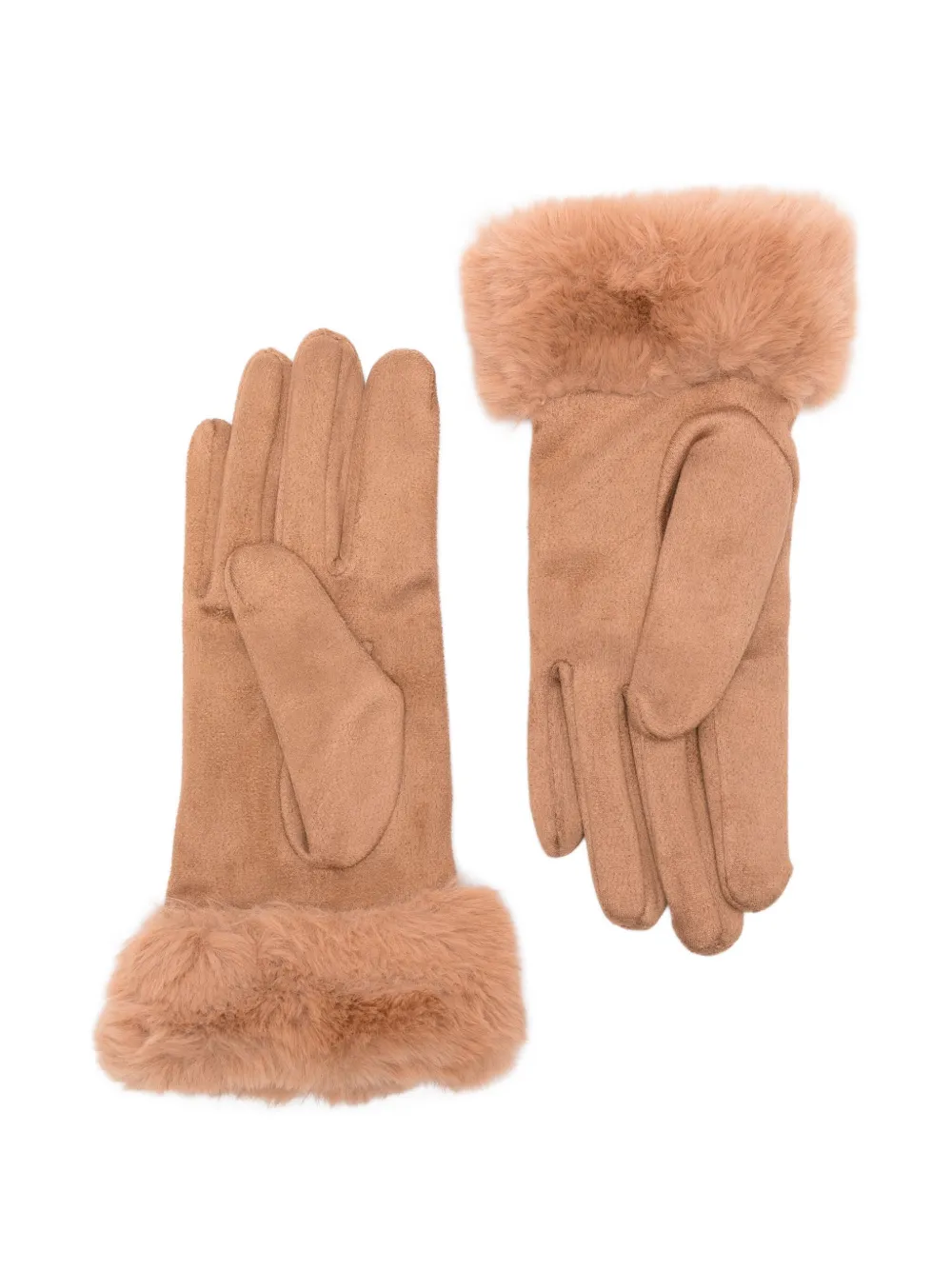 LIU JO logo-plaque faux-fur gloves - Bruin