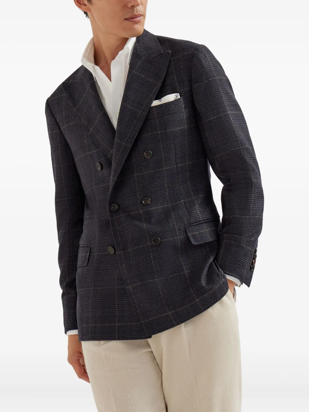 Brunello Cucinelli Blazer met dubbele rij knopen Grijs