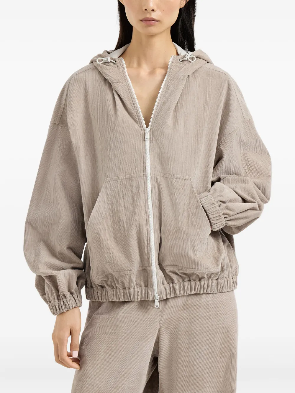 Brunello Cucinelli Narrow Wale Corduroy Sweatshirt In Neutral