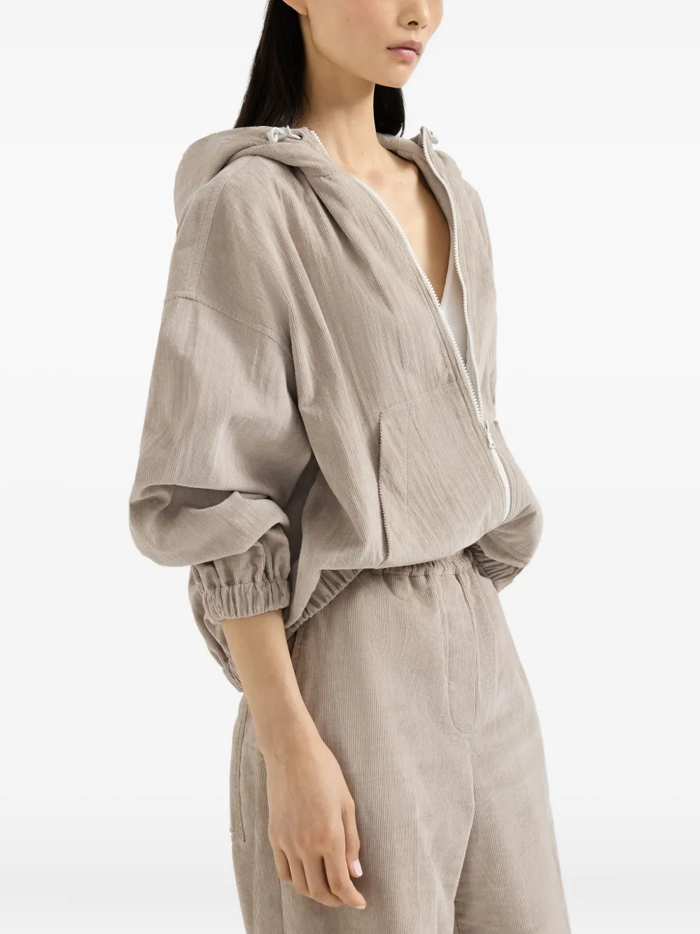 Brunello Cucinelli Narrow Wale Corduroy Sweatshirt In Neutral