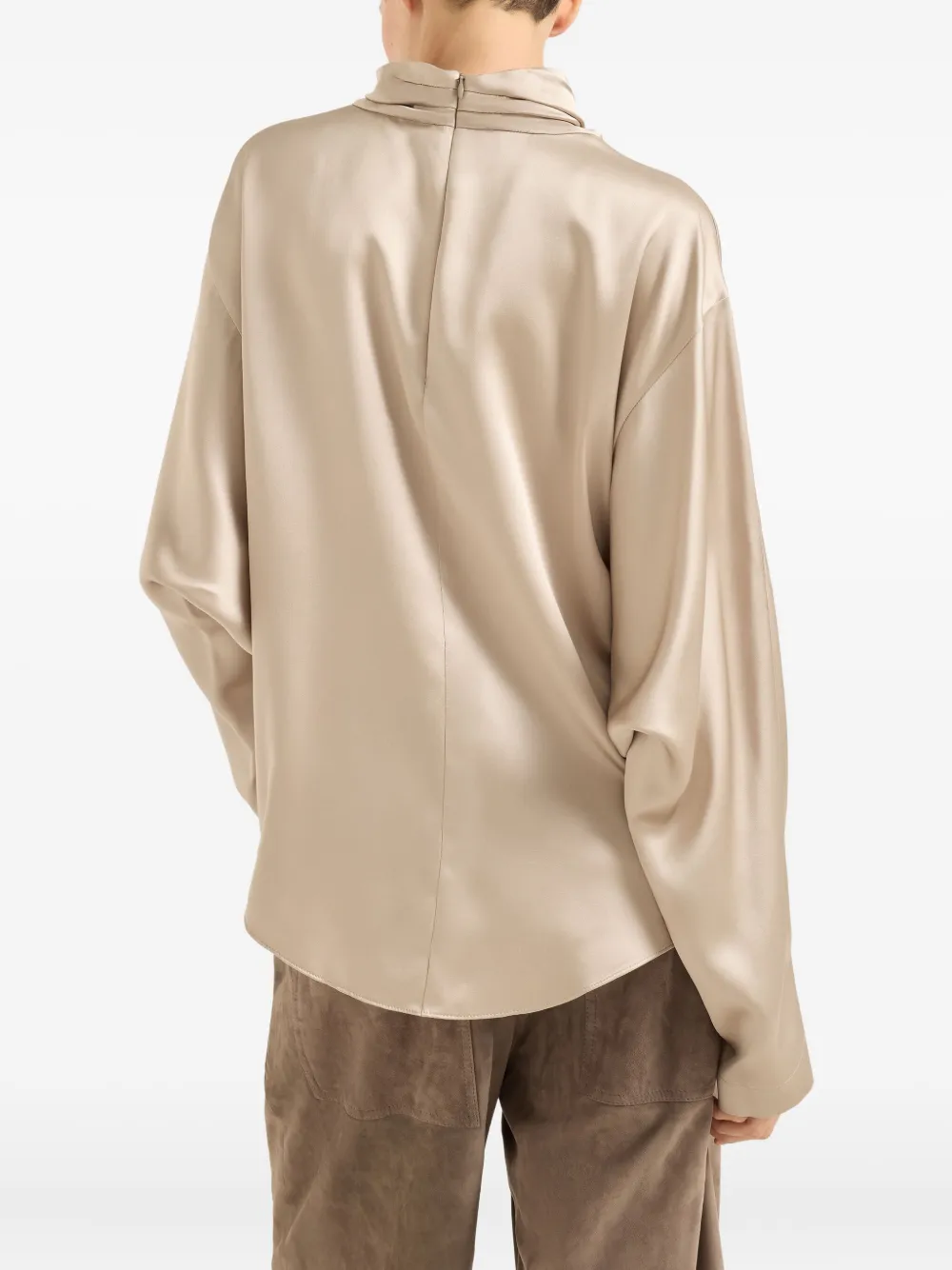 Brunello Cucinelli Double Silk Satin Blouse In Neutral