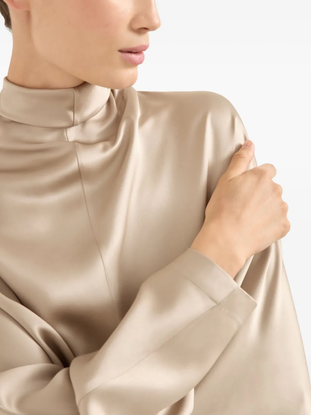 Brunello Cucinelli Double Silk Satin Blouse In Neutral