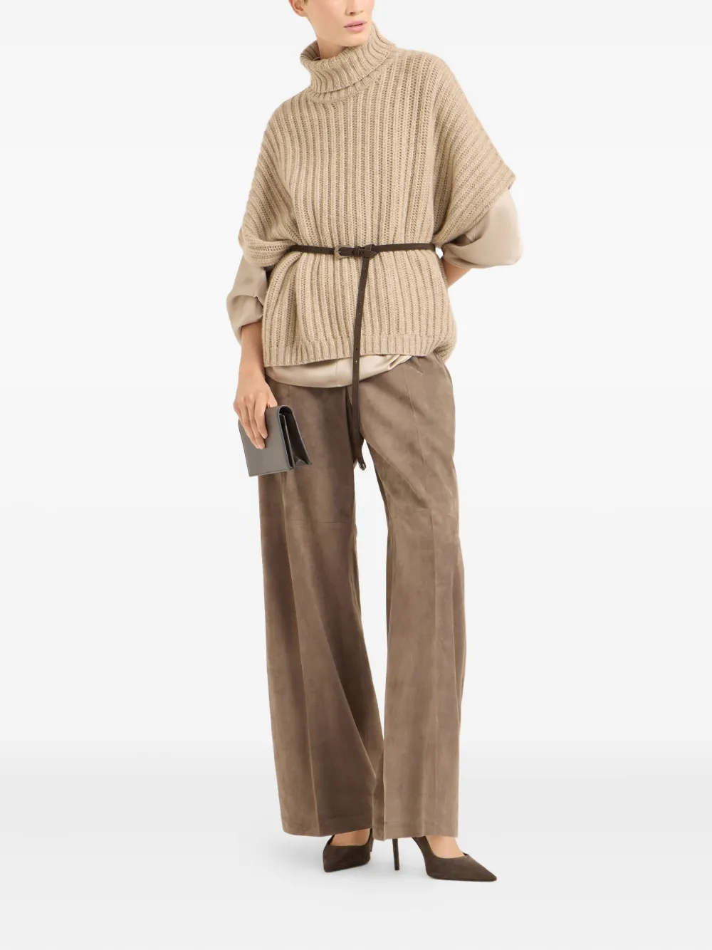 Brunello Cucinelli Zijden satijnen blouse - Beige