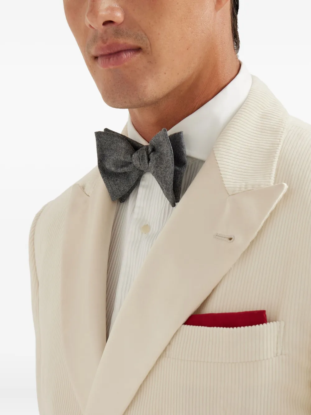 Brunello Cucinelli Vlinderdas met flanellen textuur Grijs