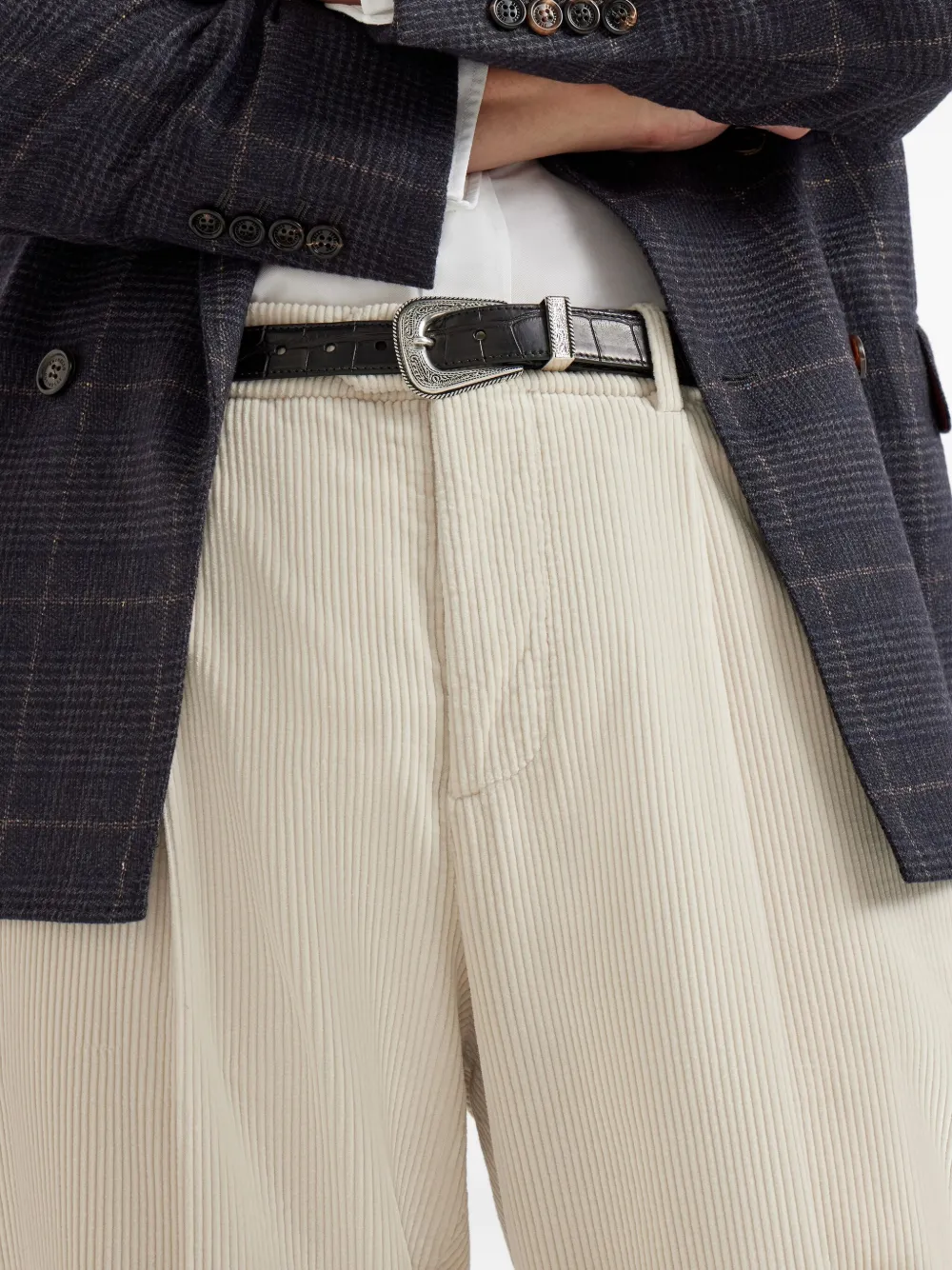 Brunello Cucinelli Ribfluwelen broek met geverfde stof Beige