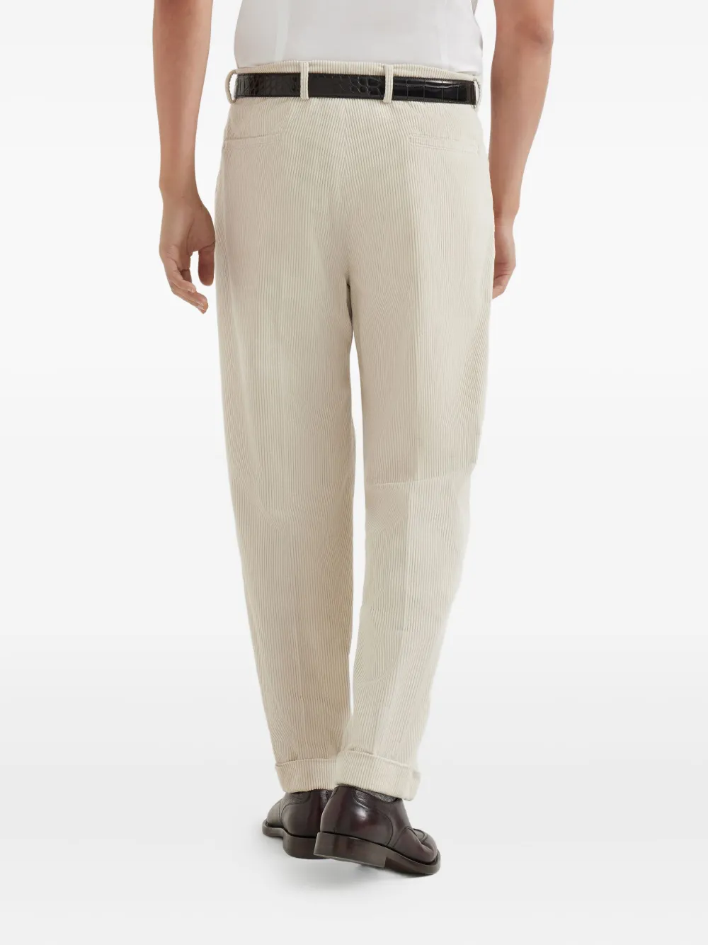 Brunello Cucinelli Ribfluwelen broek met geverfde stof Beige