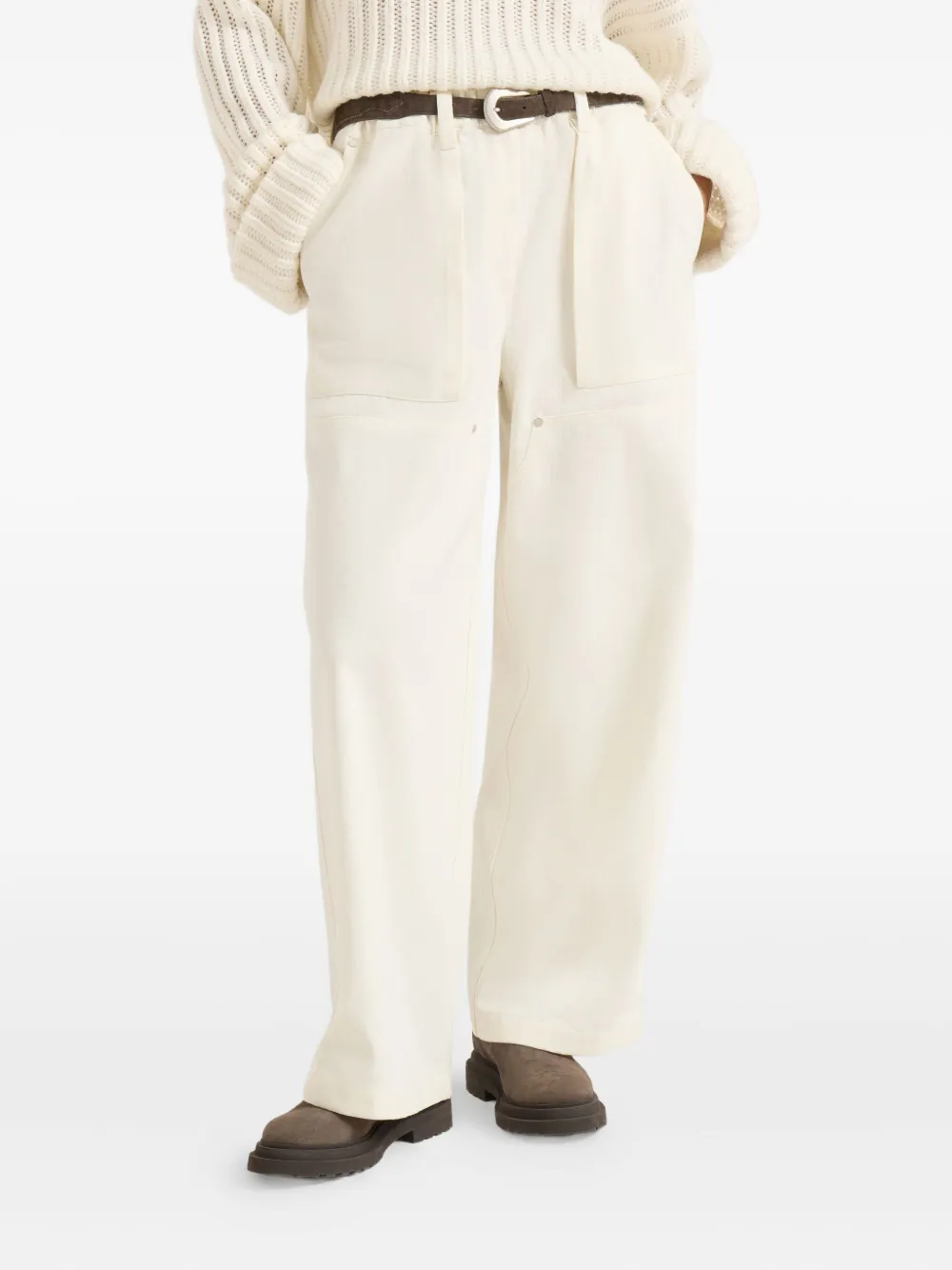 Brunello Cucinelli Utility Track Trousers In White