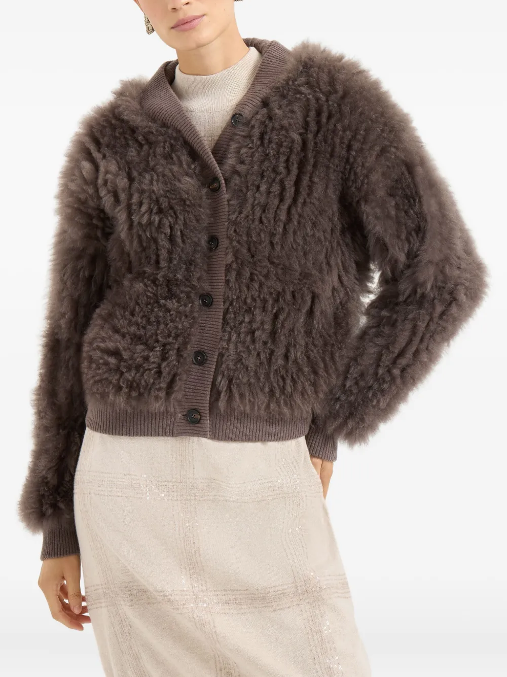Brunello Cucinelli Vest met lange mouwen Bruin