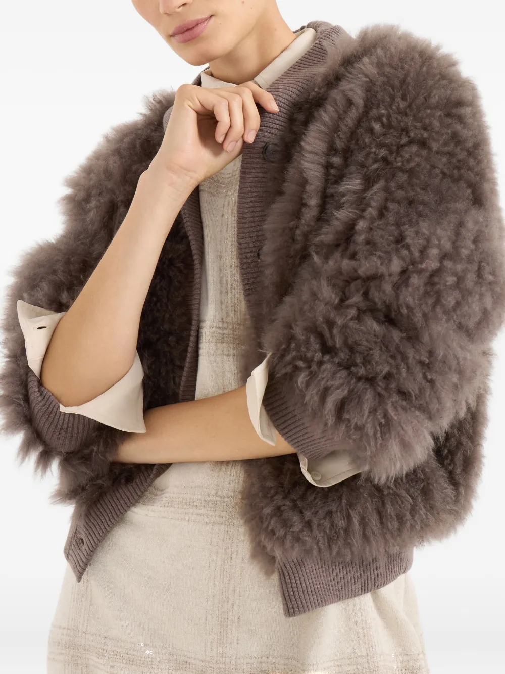 Brunello Cucinelli Vest met lange mouwen Bruin