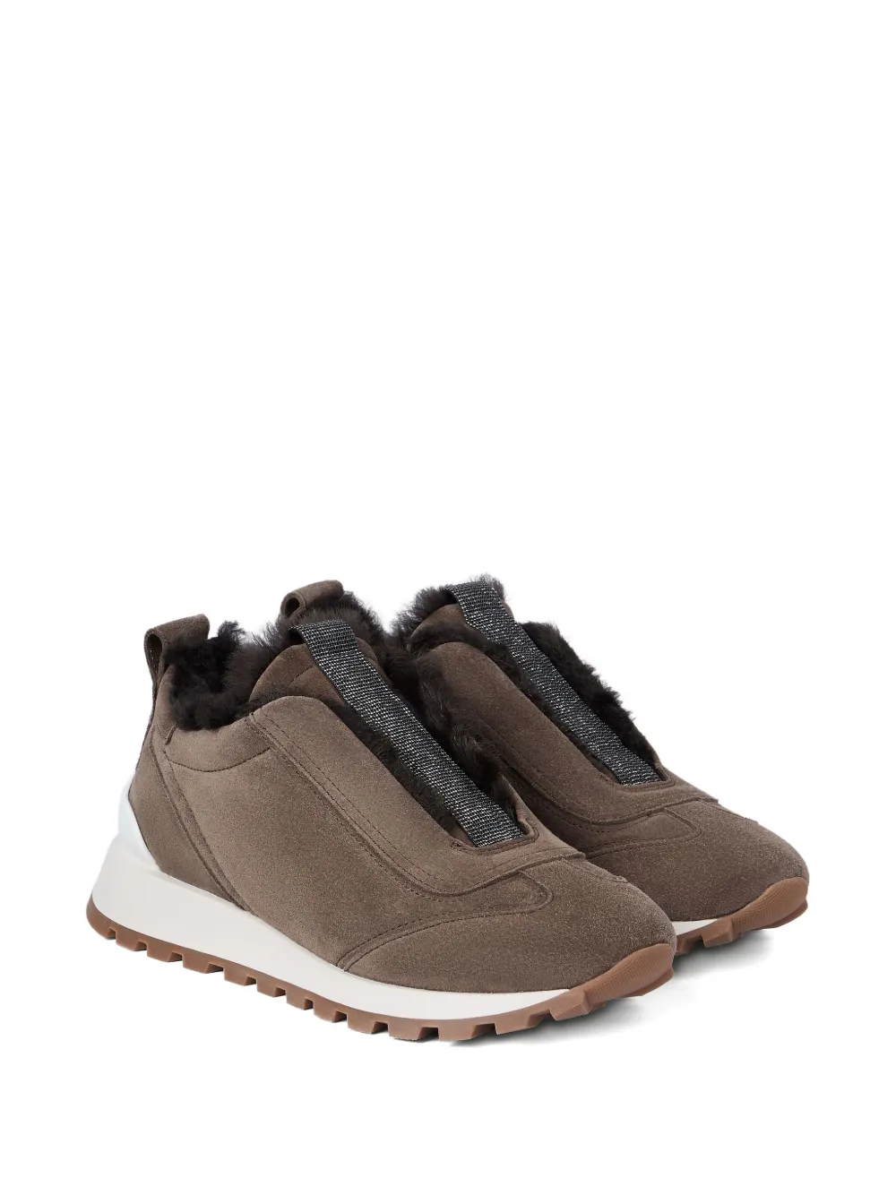 Brunello Cucinelli Monili-detail Sneakers In Brown
