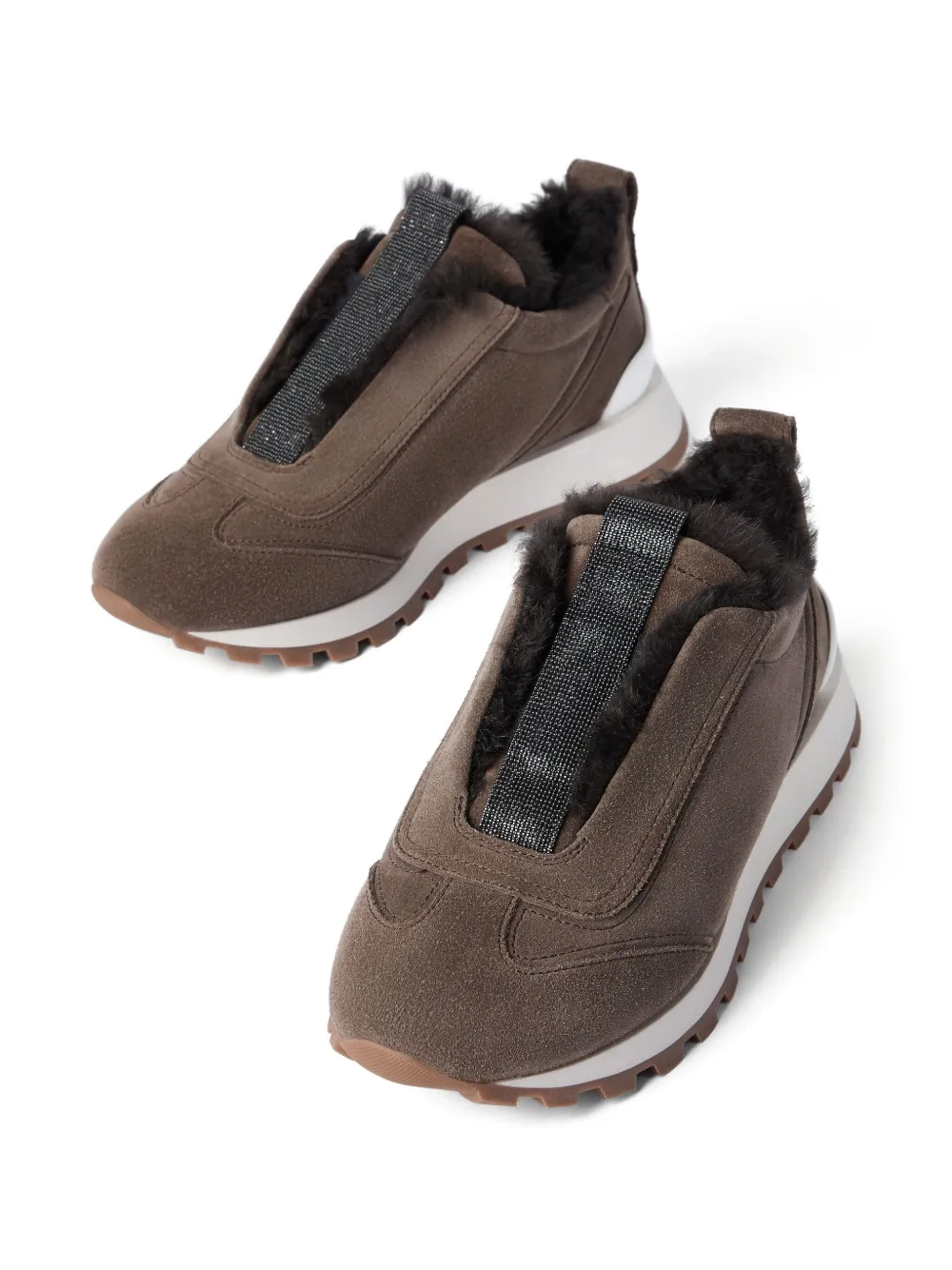 Brunello Cucinelli Monili-detail Sneakers In Brown
