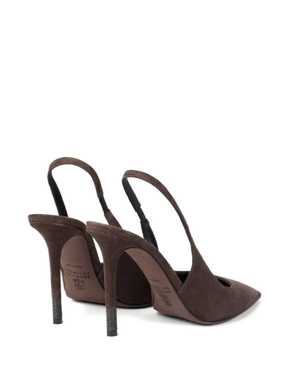 Brunello Cucinelli Suède slingback pumps Bruin