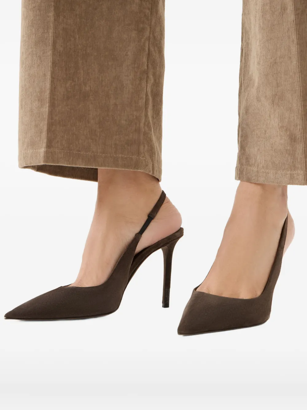 Brunello Cucinelli Suède slingback pumps Bruin